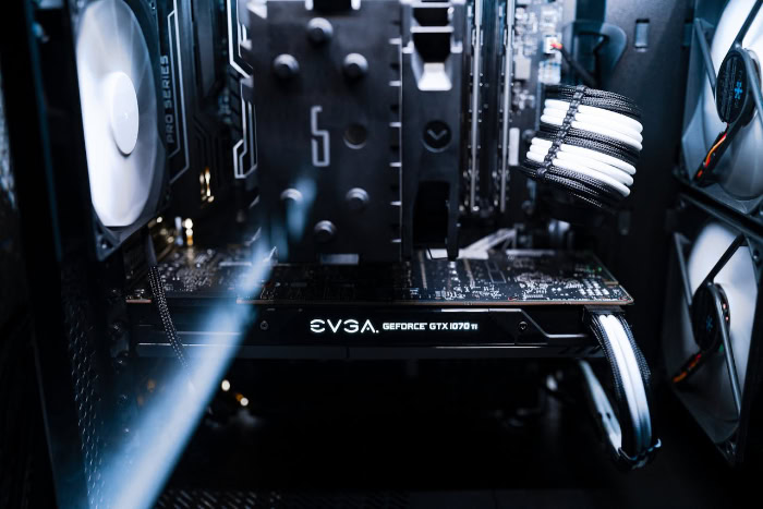EVGA GTX 1070 Ti graphics card installed in PC
