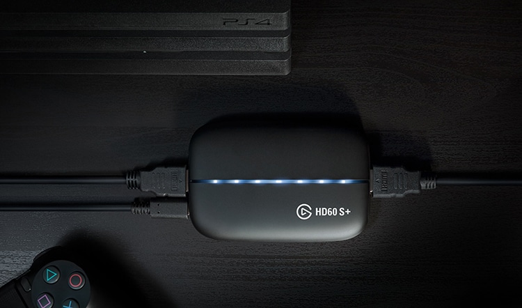 Black Elgato HD60 S+in between PS4 and PS4 controller