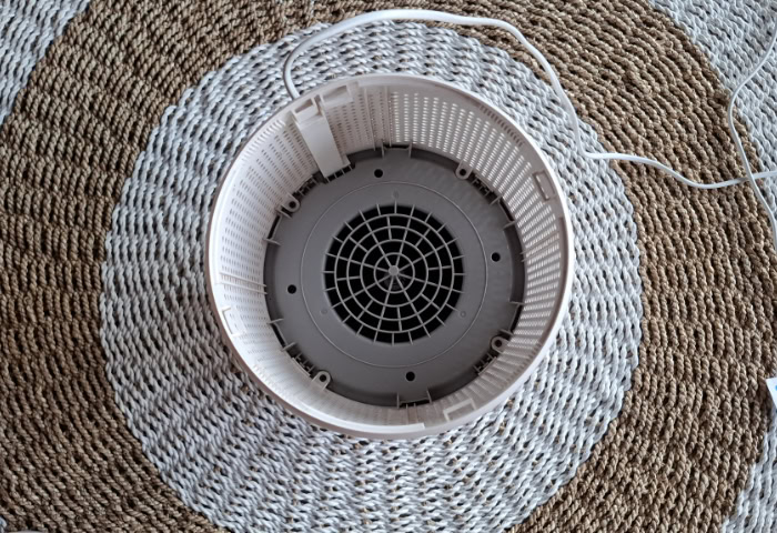 Empty filter compartment of Levoit Core 300 air purifier