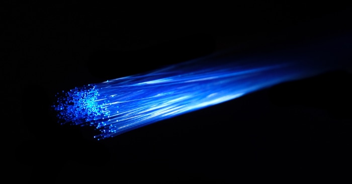 Close up of blue fiber optic