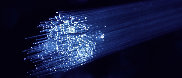 Blue and white light on fiber optic cable