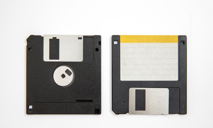 Floppy disk on white background