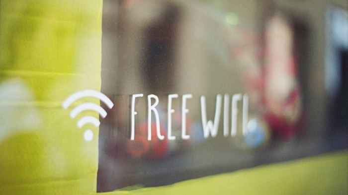 Sign of free wifi on mirror