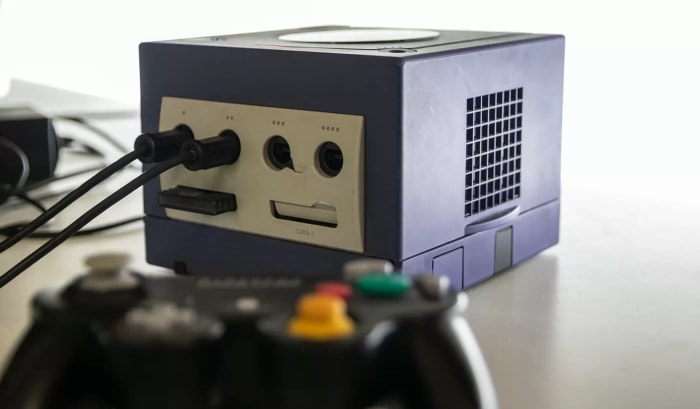 GameCube console on white surface