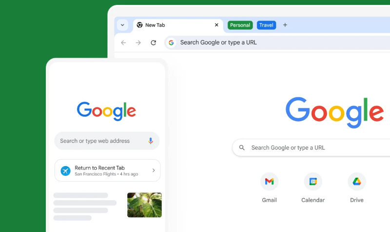 Google Chrome browser tab groups on desktop and mobile