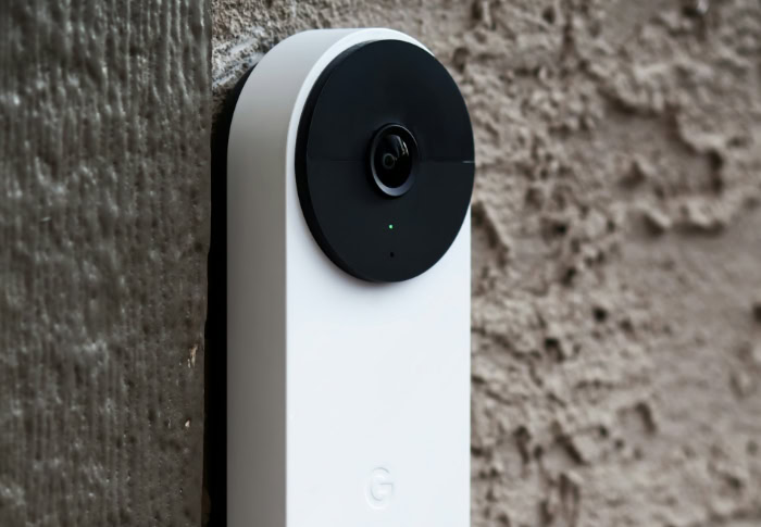 Google Nest Doorbell camera mounted on exterior wall