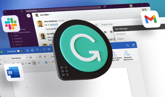 Grammarly icon on gmail slacks and microsoft word