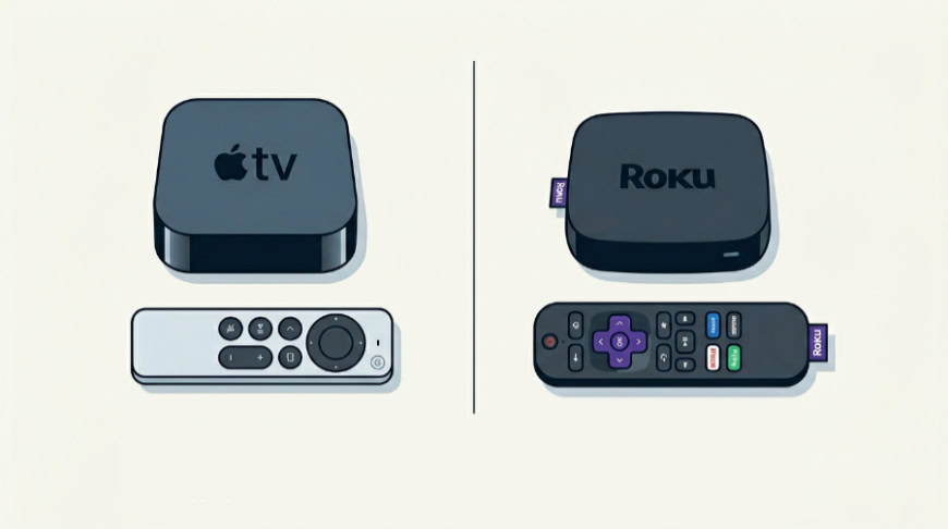 Graphic comparing Apple TV 4K and Roku Ultra