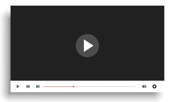 Graphic of a media player interface with play button and progress bar