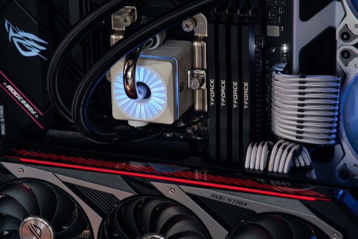 High end gaming PC components with RGB cooling