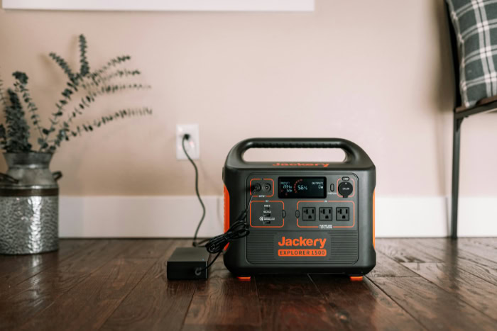 Jackery Explorer 1500 power station charging from outlet