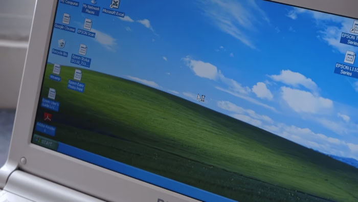 Laptop running Windows XP classic
