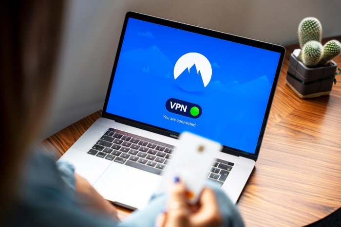 Laptop screen displaying a VPN connection status