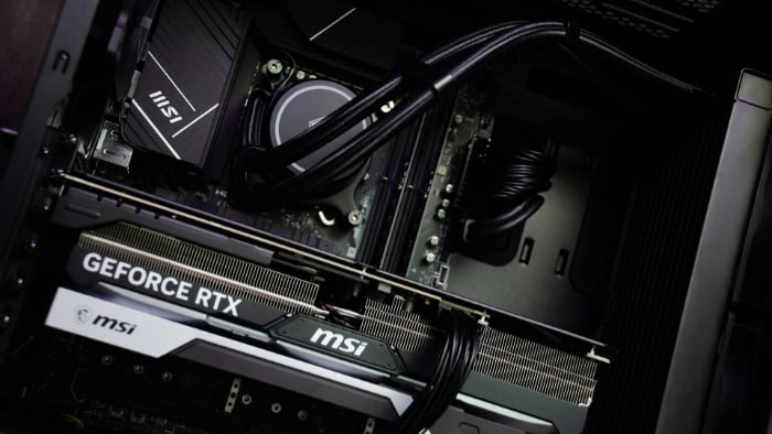 MSI GeForce RTX graphics card inside a high performance gaming setup