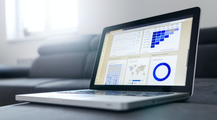 Laptop showing marketing analytics