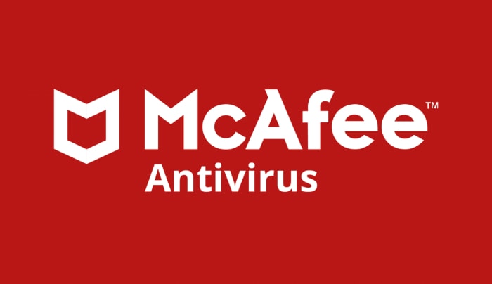 McAfee logo on red background