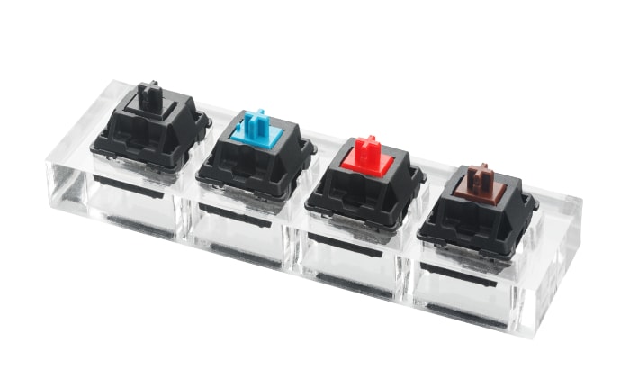 Mechanical switch keys on white background