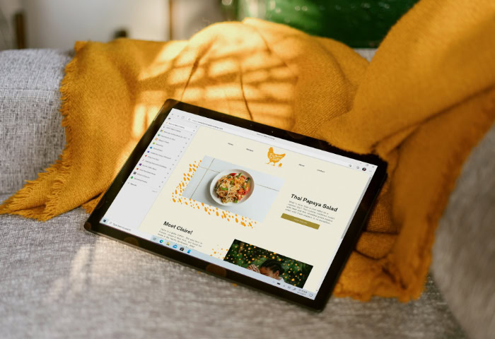 Microsoft Edge on tablet displaying Thai Papaya Salad
