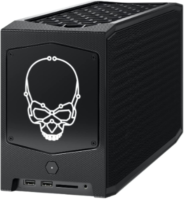 Black mini PC on white background