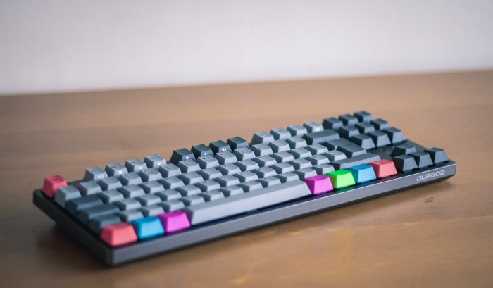 Modern mechanical keyboard with colorful keycaps