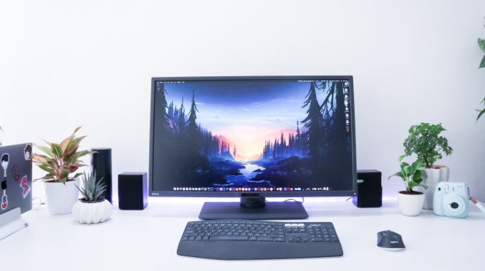 Monitor on white desk