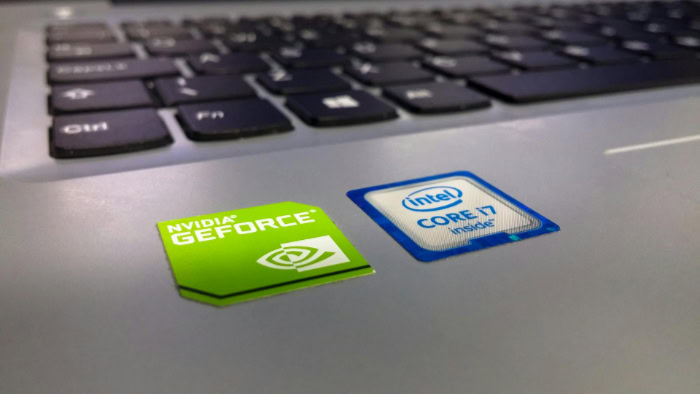 NVIDIA GeForce and Intel Core i7 laptop stickers