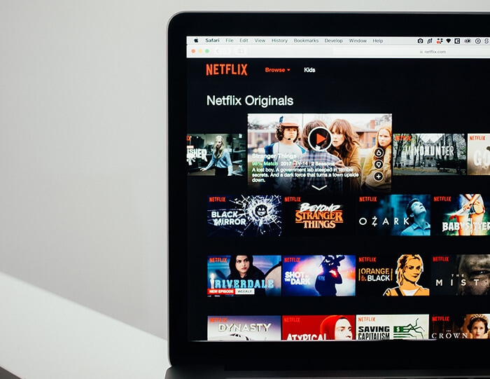Netflix content on laptop