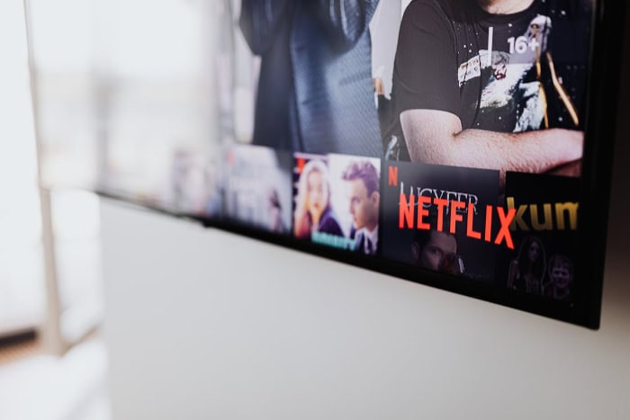 Netflix streaming interface displayed on a television screen