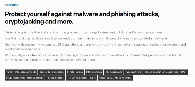 NextDNS security features