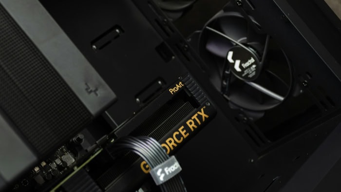 Nvidia GeForce RTX ProArt graphics card installed in a PC case