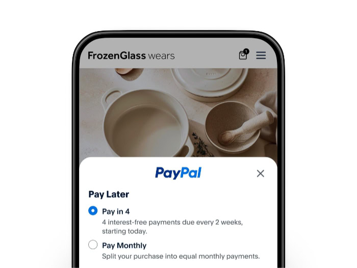 PayPal Pay Later options on a mobile shopping app