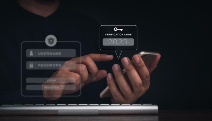 Person using 2FA on smartphone