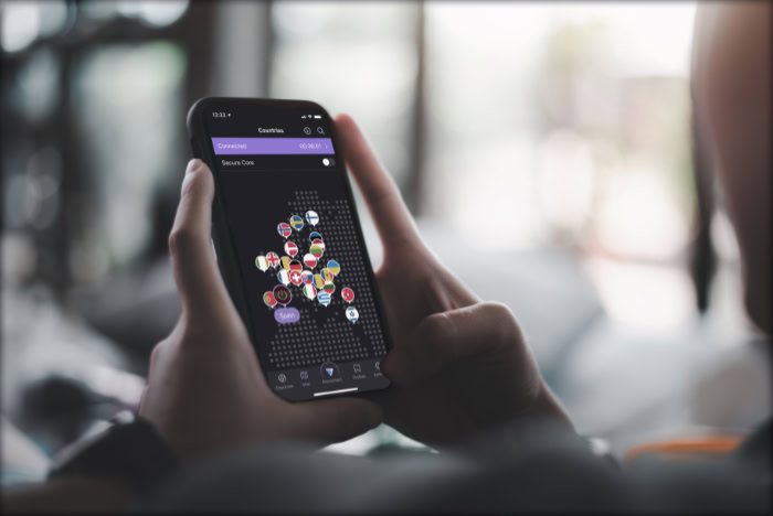 Person using a VPN app on their smartphone