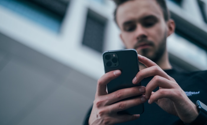 Person using black iPhone