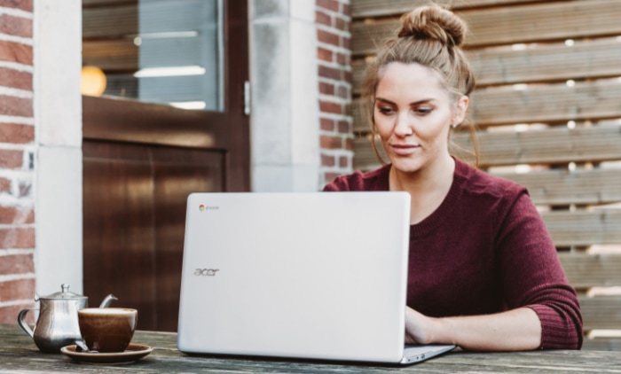 Person using chromebook