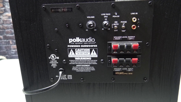 Polk Audio PSW10 Backside