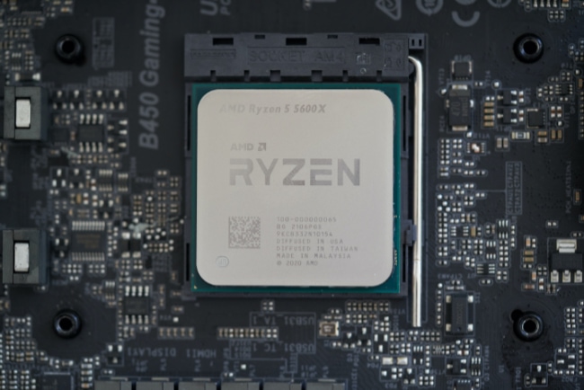 Ryzen CPU on black motherboard