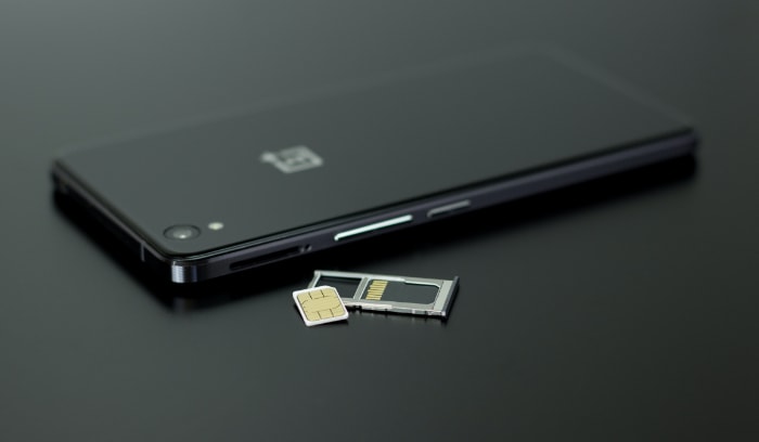 SIM card near smartphone