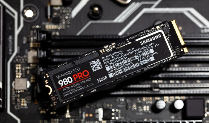 Samsung 980 PRO SSD on a motherboard