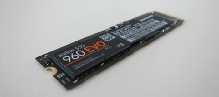 Samsung NVMe SSD 960 EVO close up view