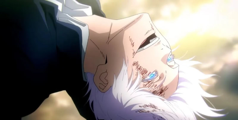 Satoru Gojo from Jujutsu Kaisen looking upwards