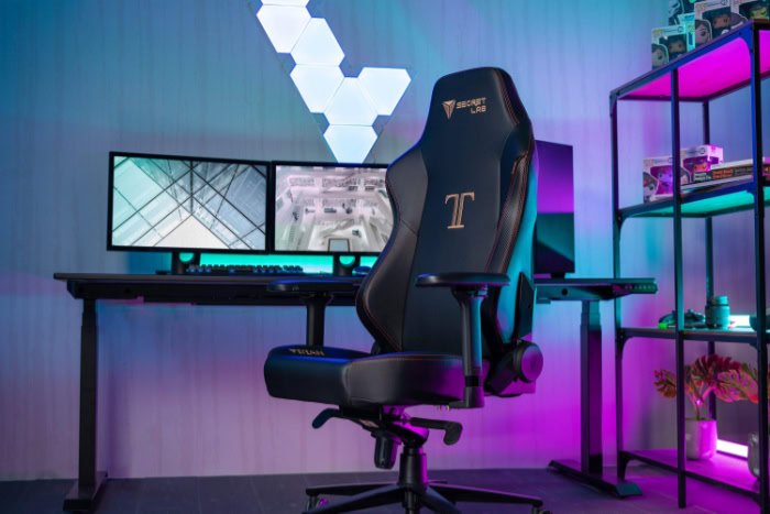 Secretlab gaming chair in stylish RGB lit desk setup