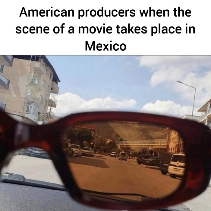 Sepia filter through sunglasses illustrating movie scenes in