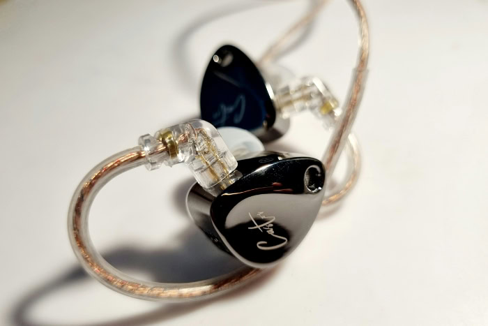 Shiny in ear monitors with a transparent detachable cable