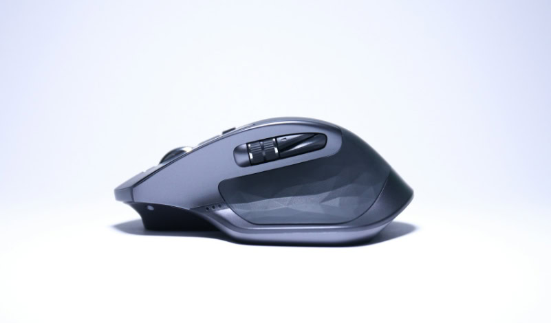 Side profile of Logitech MX Master wireless mouse