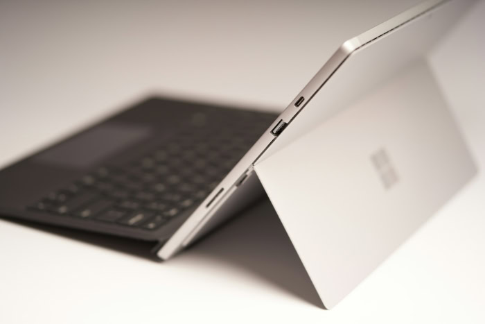 Side view of Microsoft Surface Pro with kickstand