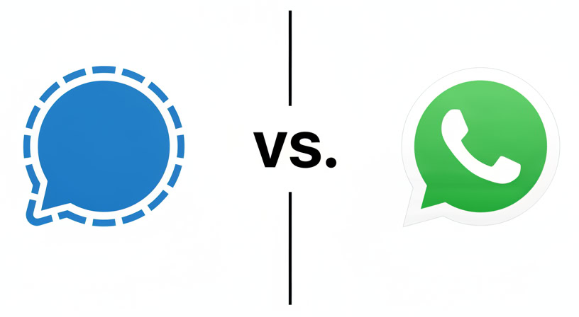 Signal and WhatsApp messaging app logos comparison