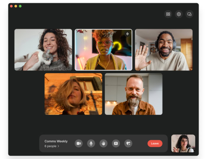 Signal group video call interface with multiple participants