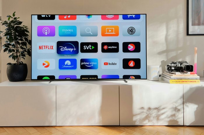 Smart TV displaying streaming apps