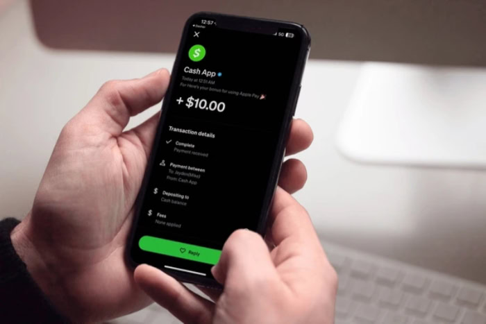 Smartphone screen showing a Cash App transaction confirmation